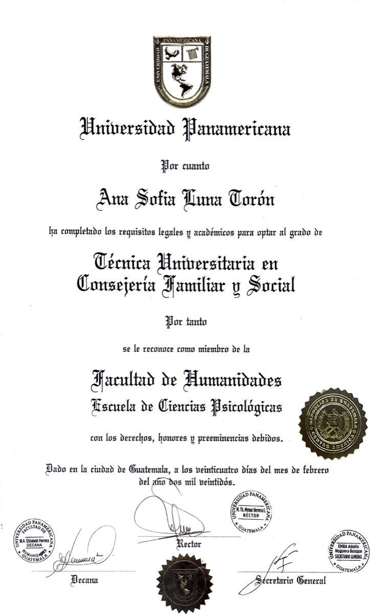 Técnica en Consejería Familiar y Social – Ana Sofía Luna Torón